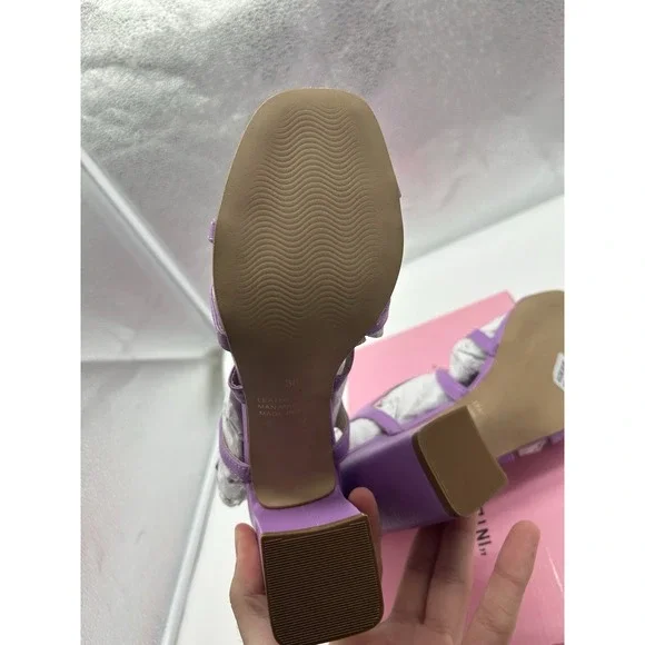 New Intentionally Blank Naples Leather Strappy Heeled Sandals Violet EU  38/7.5-8